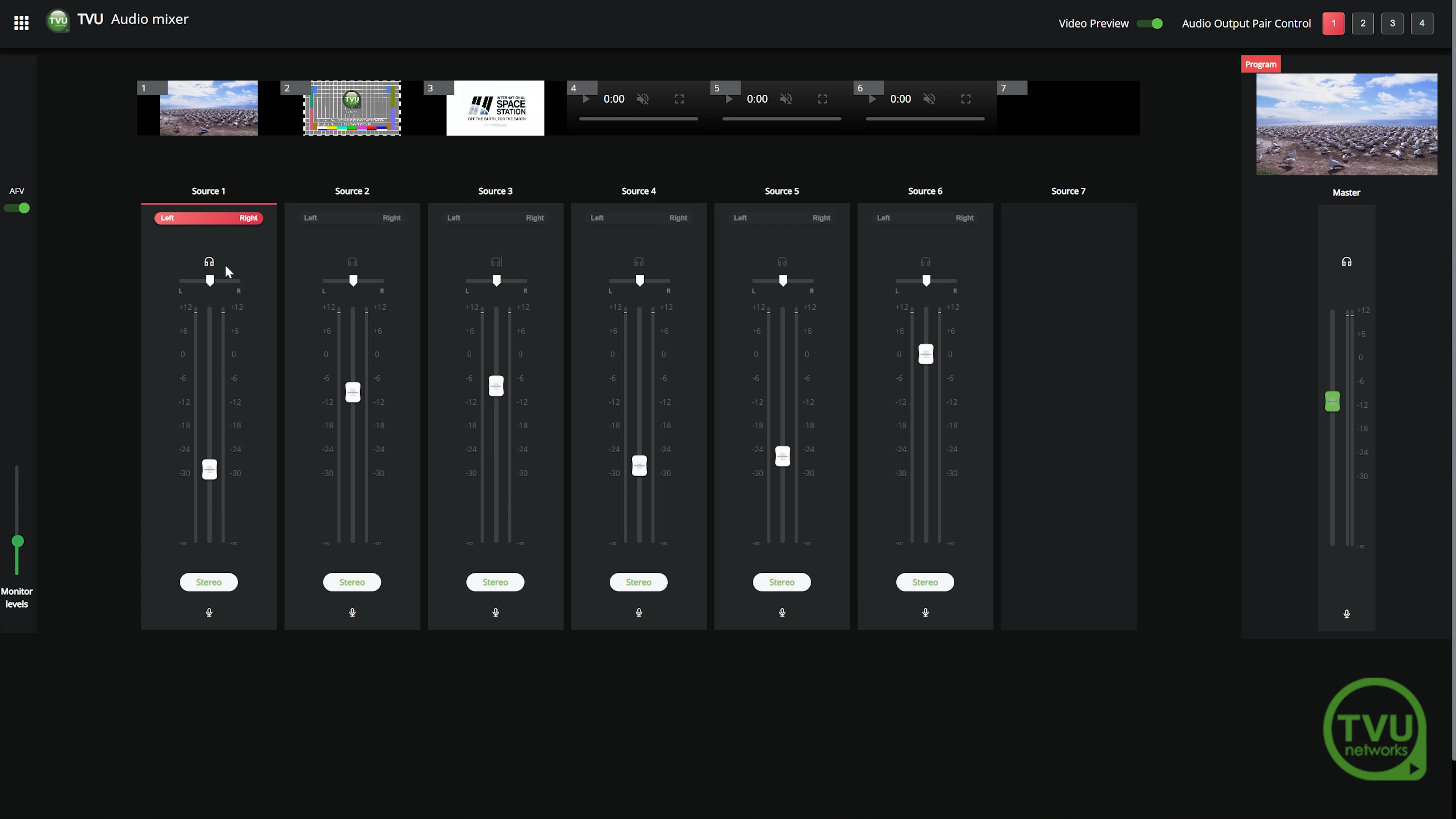 How to output multiple audio channels in a TVU Producer live production