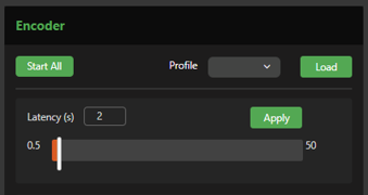 Encoder panel Profile menu