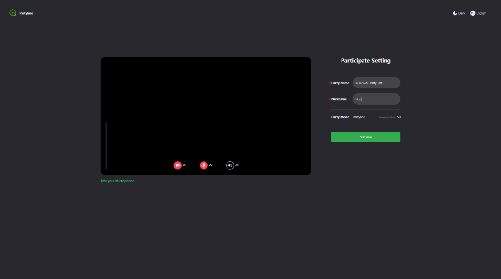 Partyline participate setting window