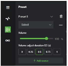 Advanced Audio Mixer volume adjust preset menu