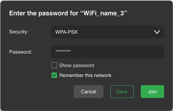 WiFi settings