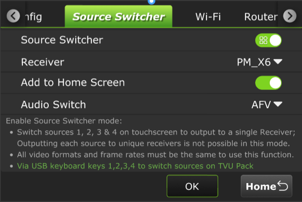 Source switcher tab