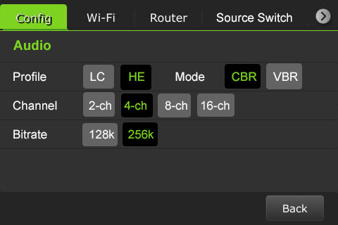 encoder audio settings