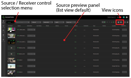 Command Center User interface