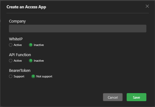 create access app window