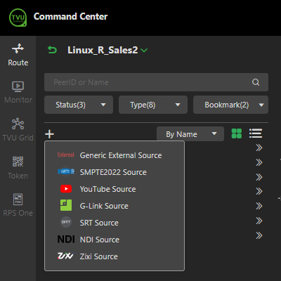 External source menu