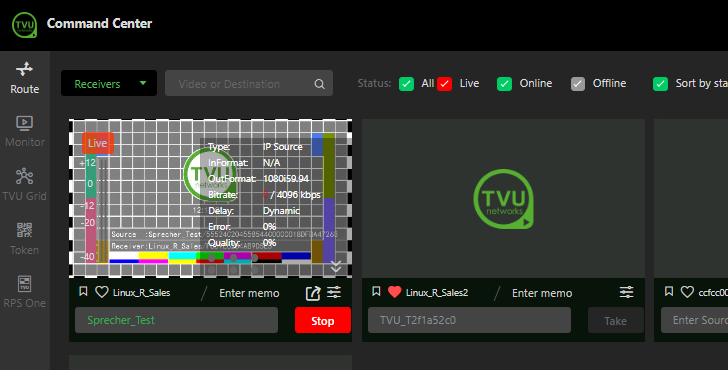 Receiver Control page Advanced operations