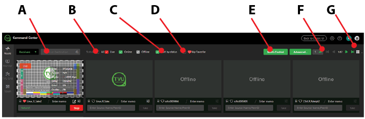 Receiver Control page functions