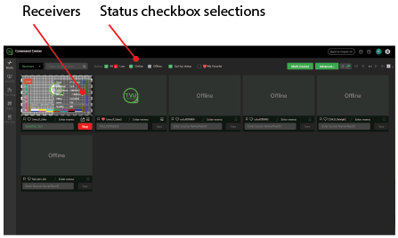 Receiver Control page