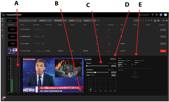 Source controls, details, and metadata