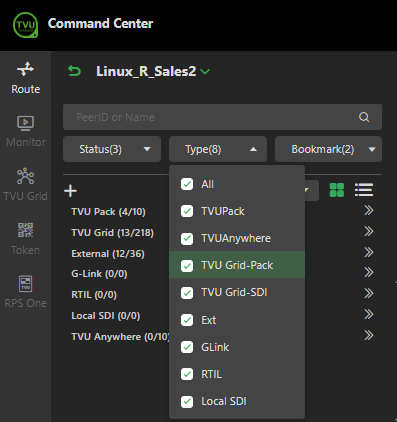 Grid source menu