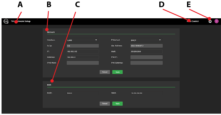 TVU Network Setup - Web Control