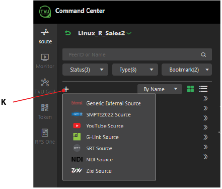 external source drop down menu