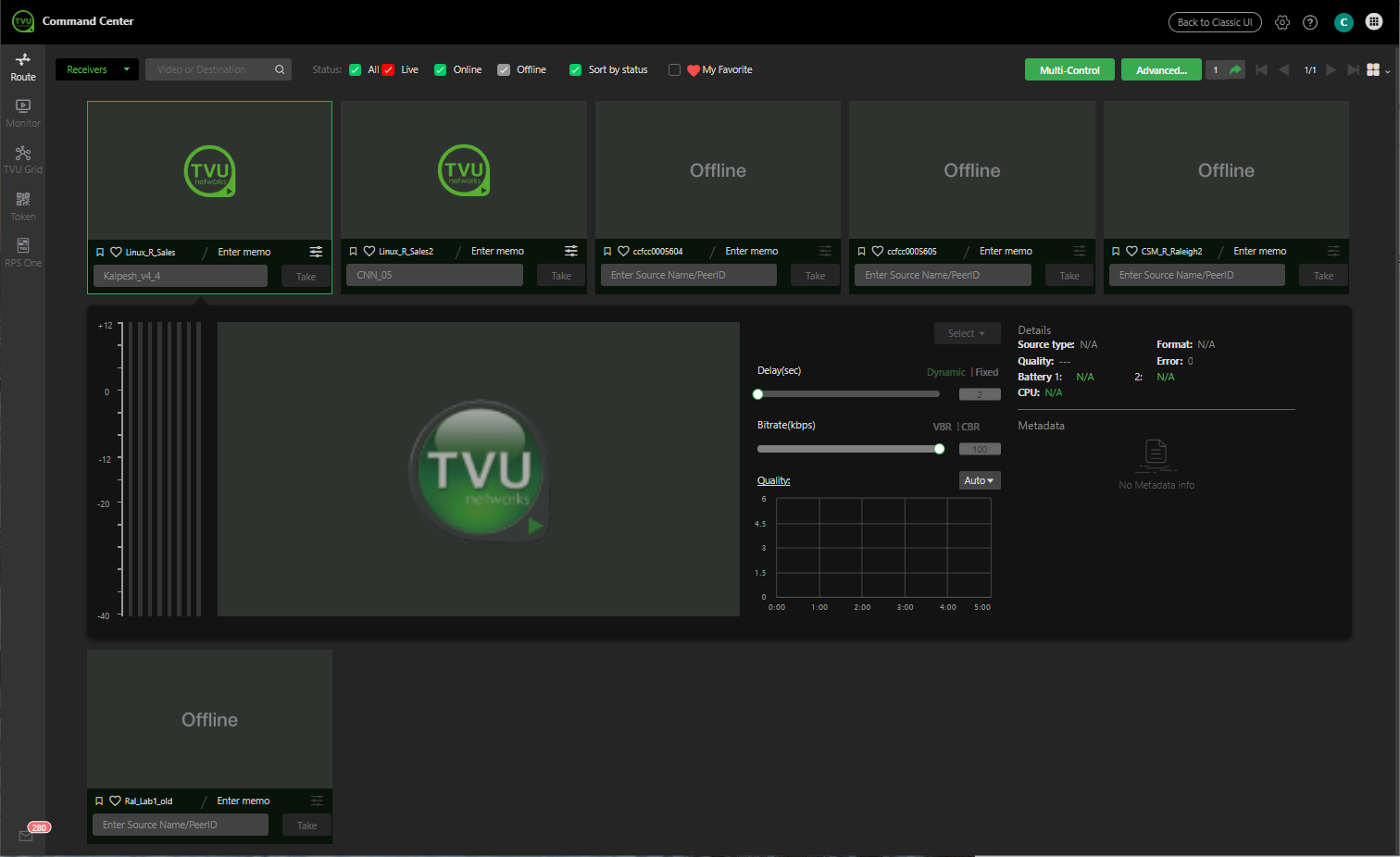 receiver control page - expanded view