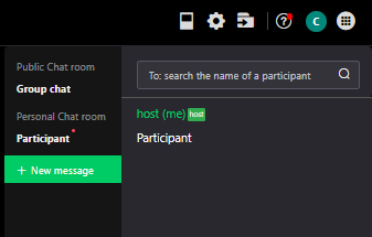 Incoming personal chat from participant