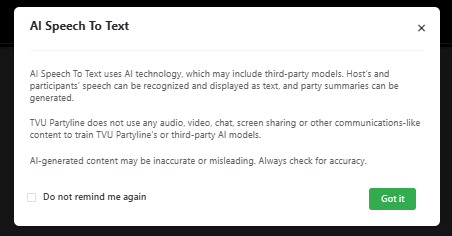 AI Speech to text message