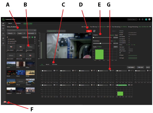 Advanced Control page - Main control panels