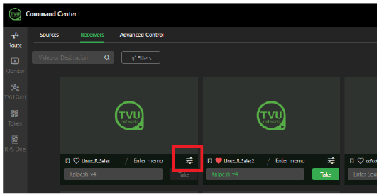 Receiver Control page Advanced operations