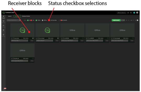 Receiver control page 