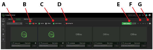 Receivers page controls and functions