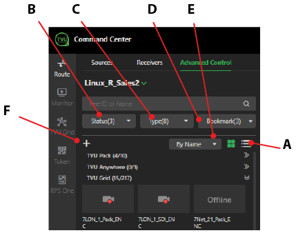 Source panel - Advanced Control page 