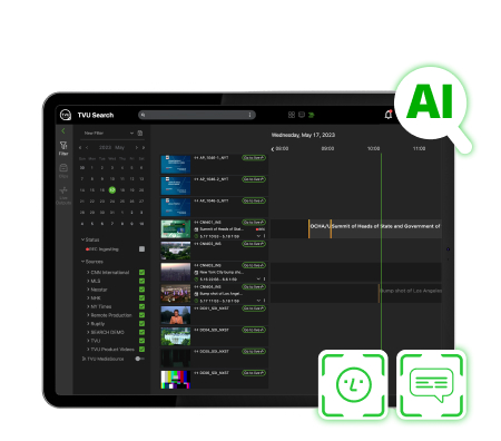 TVU Search: AI based 24/7 cloud clipping and ingest