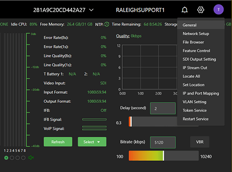 Settings - General menu